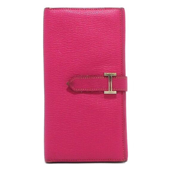 HERMES Bearn Souffle - Rose Shocking Chevre square K Long Wallet 611-072625 - Picture 1 of 11